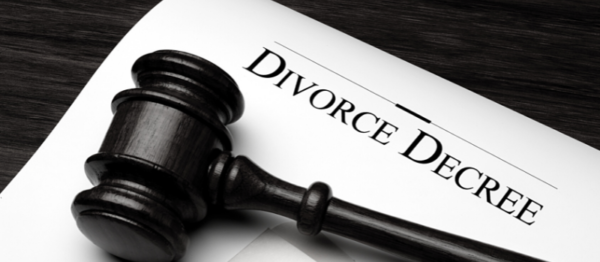 Divorce Decree document with Gavel