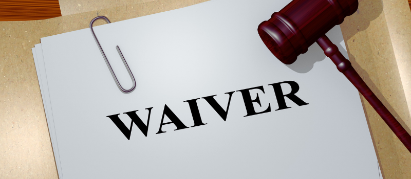 Waiver papers with gavel