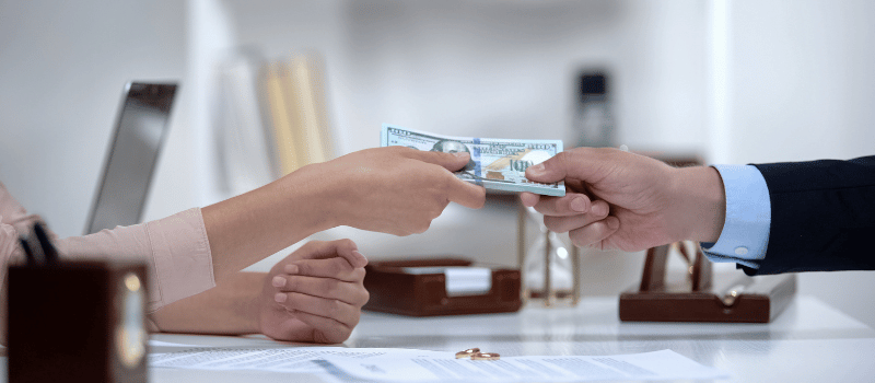 Divorced couple alimony exchange