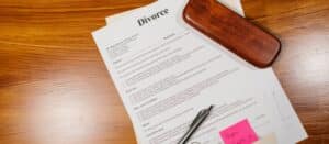 Person reviewing divorce paperwork in Texas