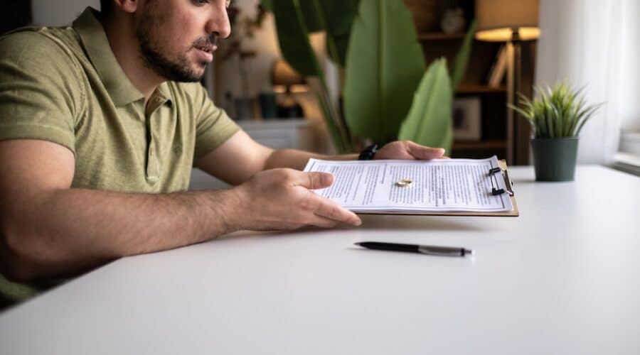 Person reviewing divorce timeline paperwork in Texas