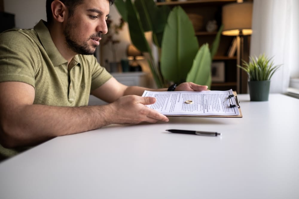 Person reviewing divorce timeline paperwork in Texas